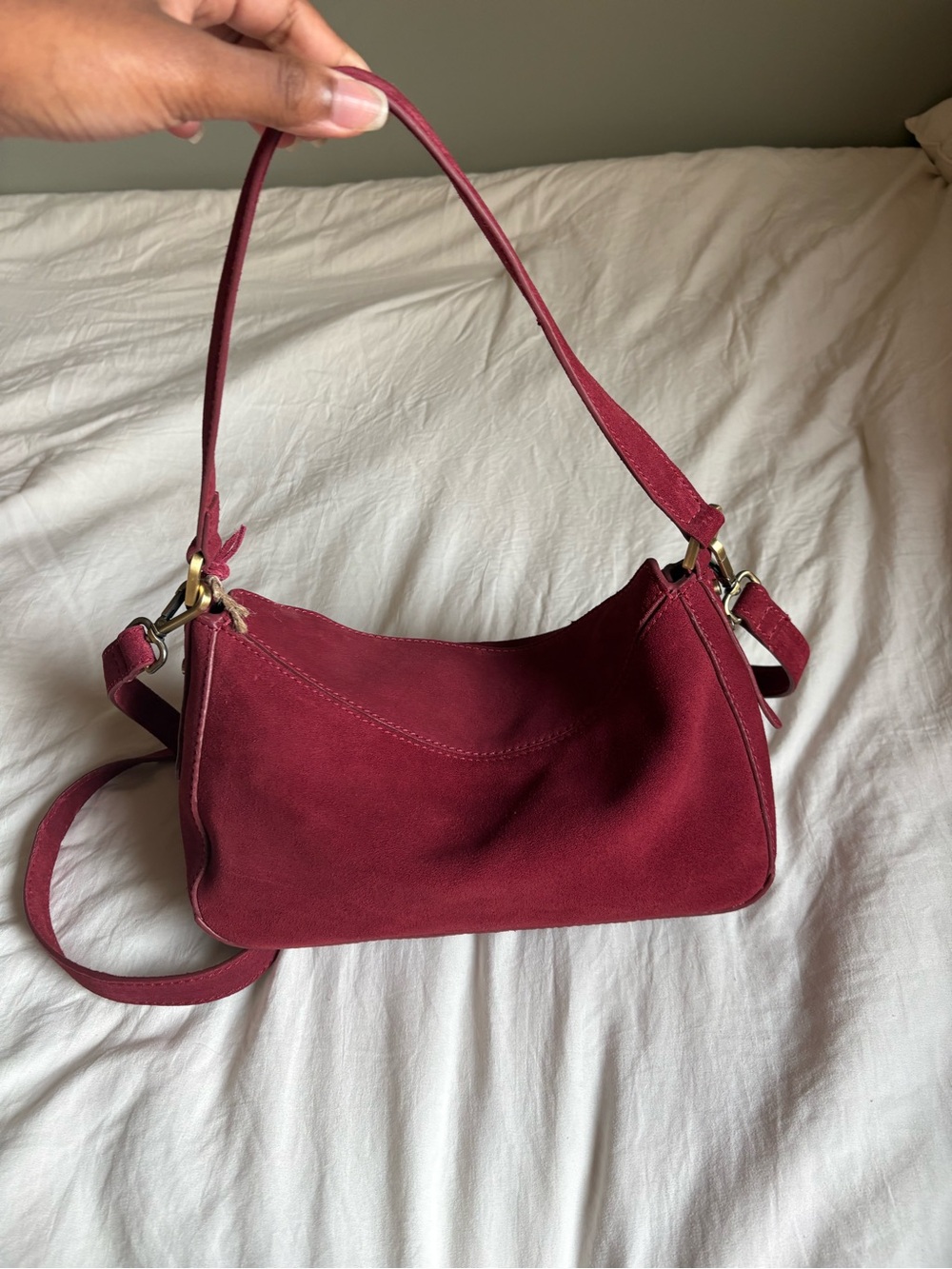 Women’s Burgundy Suede Shoulder Bag